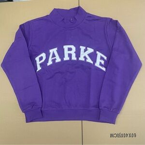 Parke Purple Mock Neck Sweatshirt with White Label